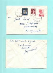 1967 yılında  ve  1981  yılında postadan geçmiş  Yugoslavya'dan Batı Almanya'ya gönderilen  kişisel mektup zarfları