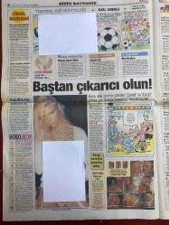 TAN GAZETESİ DOĞUM GÜNÜ HEDİYESİ - 25 HAZİRAN 1997 - TAM TAKIM 8 SAYFADIR -Nuri-Anita-Tarık-Mahsun Kırmızıgül-Kayahan-Harun Tavaşoğlu-Fatih Terim-Mehmet Alatlıoğlu-Arzum Onan-Coşkun Sabah-Ceyda Okay-Rafet El Roman-İlker Demir-Cornelia Schorr-Gökhan Şükür-Teslime Tablacı-Murat Ersoy-Mehmet Otruğ-Sibel Can-Seda Öz-Tuğba Başer-Mehmet Duru-Mehmet Ertan-Toprak ailesi-Haluk Müftüler-Bahattin Atak  Rontçu Nuri’nin feleği şaştı-Üçümüz gül gibi geçiniyoruz-Motorunu bakıma aldırdı-Kayahan’ın paracıkları gitti-Mahsun’un başı dertte-Sanki erkek kıtlığı var-Lezzolar işin cıvısını çıkardı-41’lik Coşkun 20’lik kızla gerdeğe girdi-Almanya’ya damat verdik-Rafet dokuz doğuruyor-İkizleri terasa çıkardı-Fatih Terim sinir küpü-Dayak yiyen gencin korkunç intikamı-Kriz geçirdi faciayı önledi-Küçük Ali’yi güneş çarptı-Yazın tadını çıkarıyor-Seksten önce dekoru hazırlayın-Çırpınıyordu ama razıydı-Baştan çıkarıcı olun  İbo ufaklığı iyi kaldırdı-Anita Nuri’yi perişan etti-Bağkur’luya kolaylık-SSK masaya yatırılı