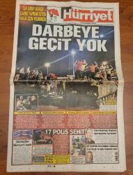 16 TEMMUZ 2016.  DARBE SAYISI GAZETE. KOLEKSİYONLUK.