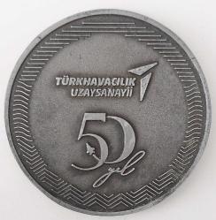 TÜRK HAVACILIK UZAY SANAYİİ 50.YIL HÜRJET MADALYONU H1Ü1RR1 ÇOK NADİR