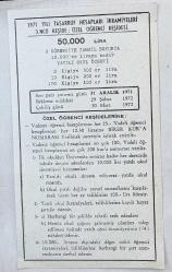 Emniyet Sandığı 1971 Yılı Tasarruf Hesapları İkramiyeleri 3. Keşide Özel Öğrenci Keşidesi