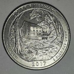 AMERİKA  2017 P   25 CENT ÇEYREK DOLAR  HATIRA OZARK RIVERWAYS