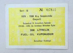 1979-1980 Kış Sezonunda Geçerli 2000 Litrelik Fuel-Oil Kuponudur