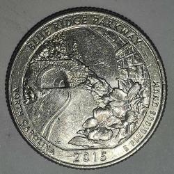 AMERİKA  2015 D   25 CENT ÇEYREK DOLAR  HATIRA   BLUE RIDGE PARKWAY