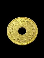 1 Kuruş 1950 Koleksiyon Madeni Para. Cumhuriyet Dönemi Koleksiyon Para.