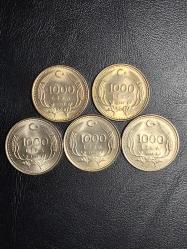 1994 YILINA AİT MADENİ 1000 TÜRK LİRASI  ÇİL  5 Lİ SET TCM  0543