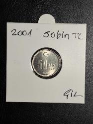 2001 YILI MADENİ 50 BİN LİRA  ÇİL  TCB 2422