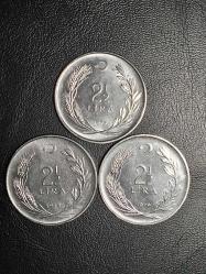 1977-78-79 YILLARI  MADENİ 2,5 TÜRK LİRASI 3 ADET  ÇİL  TCB 2333