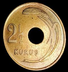 1948 Delikli 2 Buçuk Kuruş Çil