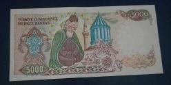 7 Emisyon B 78 Seri 5000 Lira Çil Büyük Mevlana