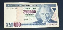 7 Emisyon I 82 Seri 250 Bin Lira Çil altı