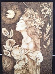 dekoratif pirografi ahşap yakma tablo