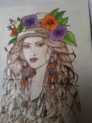 dekoratif pirografi ahşap yakma tablo