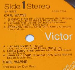 CARL WAYNE - CARL WAYNE 33'LÜK LP PLAK 10/9,5 KONDİSYONDA
