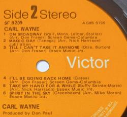 CARL WAYNE - CARL WAYNE 33'LÜK LP PLAK 10/9,5 KONDİSYONDA