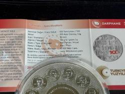 Darphane Türkiye Cumhuriyeti'nin 100. Yılı Gümüş Hatıra Parası ve Özel Ahşap Hatıra Para Kutusu
