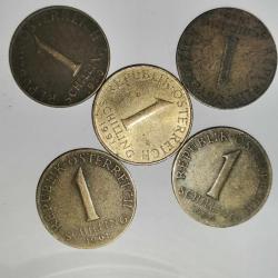 AVUSTURYA 5 ADET DEĞİŞİK TARİHLER 1 SCHILING  MADENİ LOT