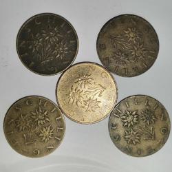 AVUSTURYA 5 ADET DEĞİŞİK TARİHLER 1 SCHILING  MADENİ LOT