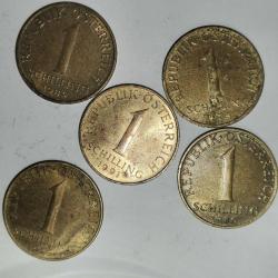 AVUSTURYA 5 ADET DEĞİŞİK TARİHLER 1 SCHILING  MADENİ LOT