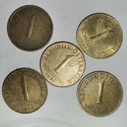 AVUSTURYA 5 ADET DEĞİŞİK TARİHLER 1 SCHILING  MADENİ LOT