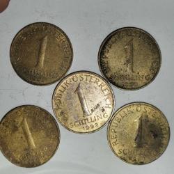 AVUSTURYA 5 ADET DEĞİŞİK TARİHLER 1 SCHILING  MADENİ LOT