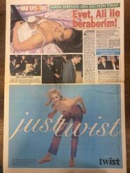 HAFTASONU GAZETESİ DOĞUM GÜNÜ HEDİYESİ - 3 MAYIS 2000 - SAYI: 18 - TAM TAKIM 20 SAYFADIR -Emrah-Ebru Çolak-Tayfun-Seren Serengil-Ali Ramazanoğlu-Cenk Tezel-M. Ali Alabora-Aylin Güler-Mehmet Çumbul-Doğa Rutkay-Deniz Akkaya-Refah Yücel-Hilal Özgür-Banu Koçoğlu-Nuran Bayer-Levent Narınç-Haydar Dümen-Ferhan Erdoğan-Cemil Çakır-Zeki-Adnan Şenses-Gülşen Yavuzer-Ayşel Gürel-Müjdat Gezen-Gül Erda-Yalçın Balcı-Nesrin Tekcan-Alı Kurtur-Şenel Şen-Füsun Denizcan-Gonca Ahmet-Nazlı Denizci-Suat Ekiz-Hayri Yazıcı-Bahar Hasim-Dilara Gellert-Türkan Uzel-Okan Demir-Tuğba Pekşen-Ali Karacan-Banu Can  İşte Emrah’la çocuğunun annesinin ilk fotoğrafı-Babalık öyküsü-Aniden ortaya çıkan sürpriz baba-Çocuğun babası %99.77 Emrah’tır-Seren Serengil’den geciken itiraf Evet Ali ile beraberim-Artık gizlenmiyorlar-Ali Ramazanoğlu Seren yüzünden nişanlısından ayrıldı-Alışan tüp baba-Yılan hikayesi yollarda-Demet’in beden sorunu-Yarım asırlık jübile-Trafik canavarlığından kurtuldu ehliyet Tülin’e kaldı-Ruhsar’a çıplak