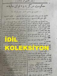 Osmanlıca İkdam Gazetesi, Orijinal Dönem Basım - 14 Nisan 1920 - Sayı: 8321 - Hicri: 24 Recep 1338 - Rumi: 14 Nisan 1336 - Hükümet-i Merkeziye Ve Kuvay-ı Milliye - Adliye Nazırı Ali Rüştü Efendi Hazretlerinin Beyanatı - İtaat Etmezlerse Ne Gibi Tedabir İttihaz Olunacak? - Divan-ı Harplerde Tadilat - İzmir'in Atisi Yeniden Müzakere Edilecek - San Remo Konferansı 19 Nisan'da Küşad Edilecek Ve Fransa, Türkiye Müzakeratına İştirak Edecektir, Mevad-ı Askeriye El'an Muallaktadır - Cemiyet-i Akvam'ın Son İctimaında: Ermenistan Ve Ekalliyetler Meselesi - Bolşeviklerle Sulh: Lehlerle Tatil-i Muhasama Müzakeratı - Prens Sabahattin Bey'e Kabineye Katılması Teklifinin Asılsızlığı - Almanya İşgalinde İngiltere Ve Fransa - Macaristan'da Komünist Harekatı - Anadolu'ya Tebligat İcrası Hakkında Evkaf Nazırının Beyanatı - İstanbul'a Avdet Eden Üsera