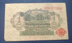 Almanya 1914  1 Mark Soğuk Damgalı