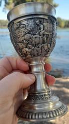 Antika zinn şarap bardağı damgalı kupa