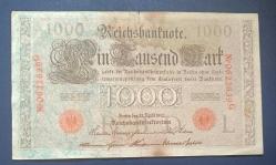 Almanya 1910 1000 Mark Büyük Banknot