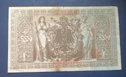 Almanya 1910 1000 Mark Büyük Banknot