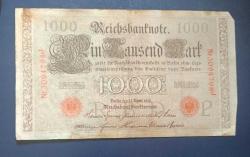 Almanya 1910 1000 Mark Büyük Banknot