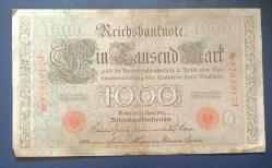 Almanya 1910 1000 Mark Büyük Banknot