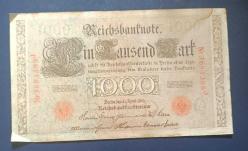 Almanya 1910 1000 Mark Büyük Banknot