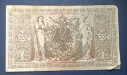 Almanya 1910 1000 Mark Büyük Banknot
