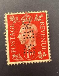İngiltere Pulu - England Stamp - Postadan Geçmiş Pul Filateli - DAMGALI - KRAL GEORGE VI. TEMALI PUL,1 PARA - YABANCI PULLAR - NOSTALJİK DOĞUM GÜNÜ HEDİYESİ