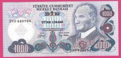Turkey 1000 Lira PREFIX - D70 - Pick#191 1970 UNC (TK 18 225) ÇİL