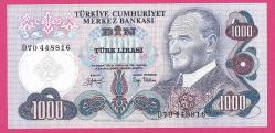 Turkey 1000 Lira PREFIX - D70 - Pick#191 1970 UNC (TK 18 201) ÇİL