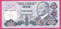 Turkey 1000 Lira PREFIX - D70 - Pick#191 1970 UNC (TK 18 200) ÇİL