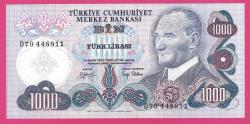 Turkey 1000 Lira PREFIX - D70 - Pick#191 1970 UNC (TK 18 196) ÇİL