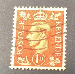 İngiltere Pulu - England Stamp - Postadan Geçmiş Pul Filateli - DAMGALI - KRAL GEORGE VI. TEMALI PUL,1 PARA - YABANCI PULLAR - NOSTALJİK DOĞUM GÜNÜ HEDİYESİ