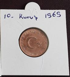 Türkiye Cumhuriyet 1965/1966/1969 Yılları 10 Kuruş   Not: Detaylaralara  Sahip Temizlenmiş  Temizlenmiş   (0158)