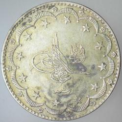 5. MEHMET REŞAT GÜMÜŞ 20 KURUŞ 1327/9 MECİDİYE. HATALI KALIP YÖNÜ-ERRÖR. LEKELİ ÇİLALTI