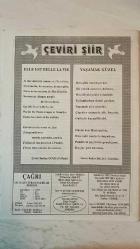 ÇAĞRI KÜLTÜR, SANAT, BİLİM DERGİSİ - MAYIS 2003 SAYI: 522 - GÜLTEKIN SAMANOĞLU - AHMET TUFAN ŞENTÜRK - TURHAN DOYRAN - MEHMET ZEKI AKDAĞ - PROF. DR. ISMAIL PARLATIR - AHMET ÖZDEMİR - FIKRET SEZGIN - PROF. DR. GÜLHAN SLEM - AYSEN AKDEMİR - FAZIL BAYRAKTAR - M. HALISTIN KUKUL - AYHAN INAL - A. NECMETTIN ÇANGA - MONAD BALKAN - SEVDA KORKMAZGİL - SABRI DIL - HALIL USLU - ALI RIDVAN BÜLBÜL - AKDAĞLI KARA OZAN YUSUF ÇILDIR - ABDULLAH SATOĞLU - YAŞAR FARUK INAL - HALISE ÖZTÜRKMEN - HÜSEYIN KOCA - FUAT ÖNDER - NERIMAN SARYAL DURANOĞLU - RABIA BARIS - ISA KAYACAN - SIBEL TEBER - MUSA TEKTAŞ - YILMAZ GÜL - IBRAHIM SOGÜT - H. IBRAHIM GÜLEÇ - YÜCEL IPEK - AHMET ŞENER - ALI AKÇEKEN - İBRAHIM KARACAY - FATMA BAHAR HALICI (GÖKFİLİZ) NICE ÖZLEM, NİCE SEVGİ, NİCE AŞK - ACI’NIN TARİFİ YAPILAMIYOR - ŞİİR’LEŞEN BİR ÖMRÜN HİKÂYESİ: GÜLTEKİN SAMANOĞLU - ÇINARALTI DERGİSİ VE HECE ŞİİRİ - ORHAN SEYFI ORHON VE YUSUF ZIYA ORTAÇ’LA KARŞILAŞMA - SANATLA YOĞRULAN GENÇLİK YILLARI - “O - TAM TAKIM EKSİKSİZ  32 SAYFA
