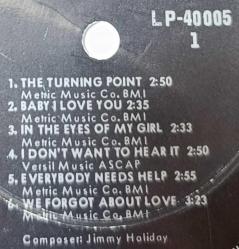JIMMY HOLIDAY - TURNING POINT 33'LÜK LP PLAK 10/9,5 KONDİSYONDA