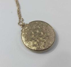 Retro Altın Kaplama Guilloche Mineli Locket Resimlik Kolye