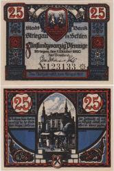 *** ALMANYA 25 PFENNİG 1920 NOTGELD-STRİEGAU ŞEHRİ. ÇİL