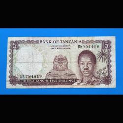 Tanzanya 5 şilin 1966 Çt / P-1; ilk banknot