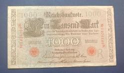 Almanya 1910 1000 Mark Büyük Banknot