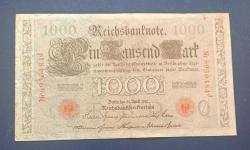 Almanya 1910 1000 Mark Büyük Banknot